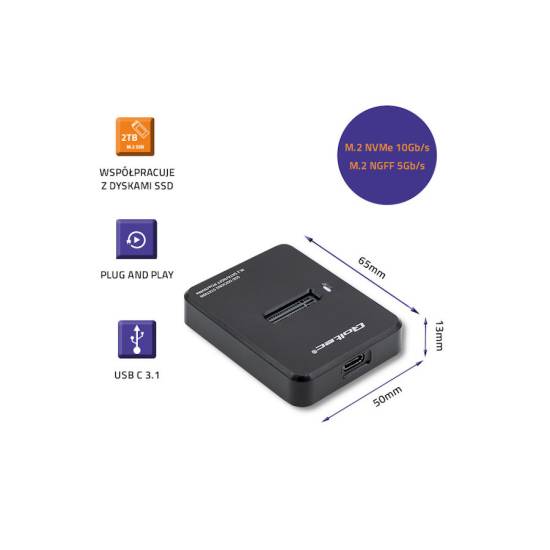 Stacja dokująca USB-C dysk M.2 SATA/PCIe NGFF/NVMe Qoltec 50313